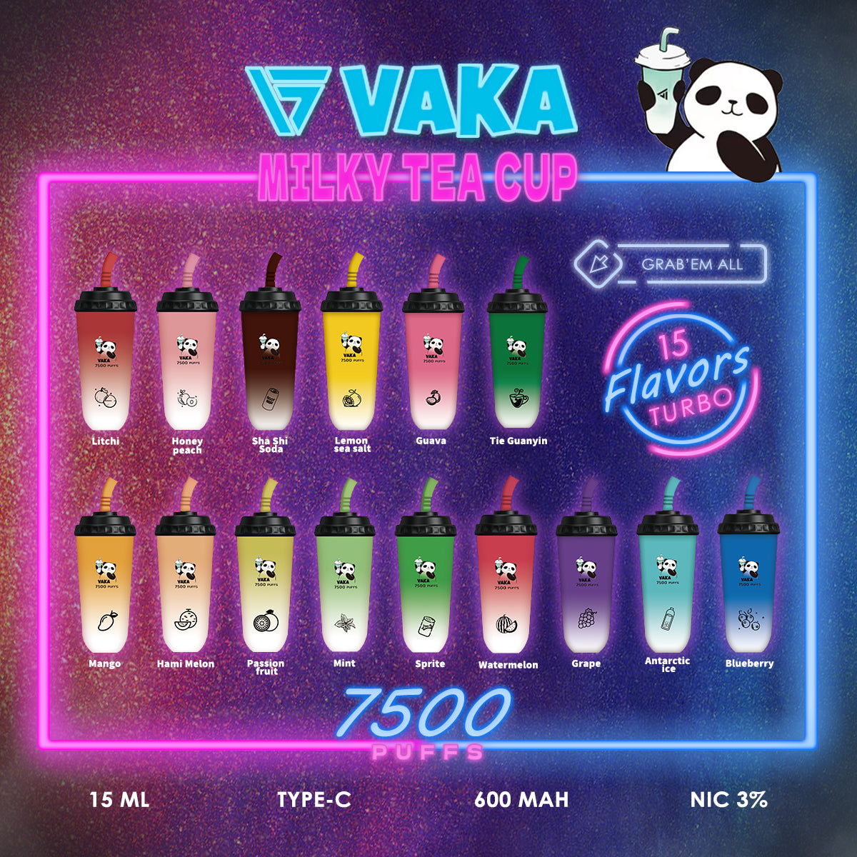 vaka奶茶杯 7500口 拋棄式/一次性電子煙